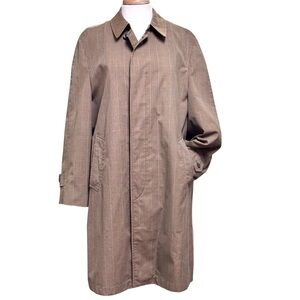 Vintage Gleneagles Brown Glen Plaid Weatherproof Rainchex Knee Length Trenchcoat